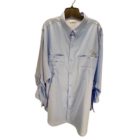 Columbia PFG Light Blue Shirt XXL Vented Button Up Pockets Fishing Outdoor - Picture 1 of 10